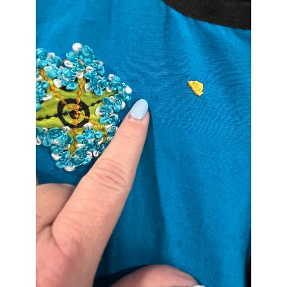 Indigo Moon Patchwork Jacket XL (16-18) Embroidered Art to Wear Boho - Picture 6 of 7